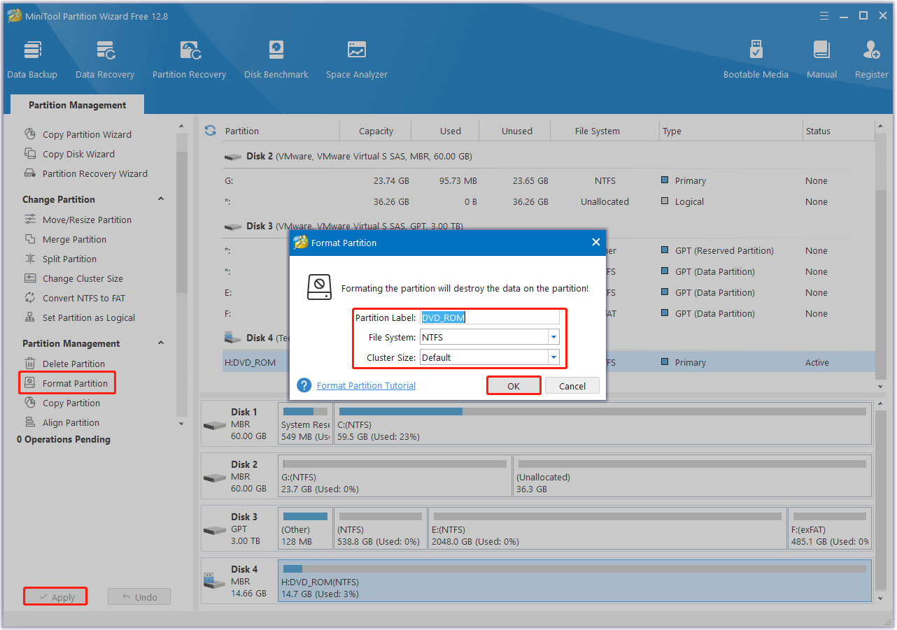 format partition with MiniTool Partition Wizard