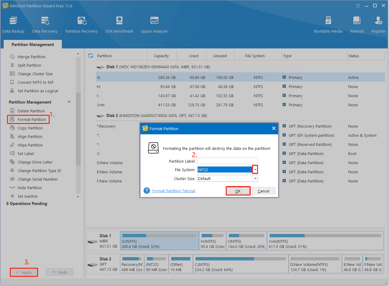 format a partition using MiniTool