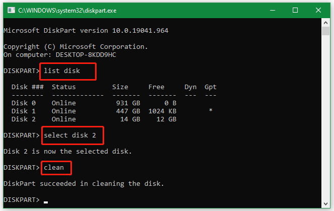 clean hard disk using DiskPart