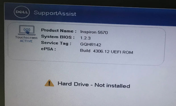 hard drive not installed Dell