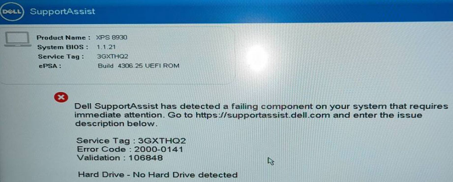 Dell no hard drive detected