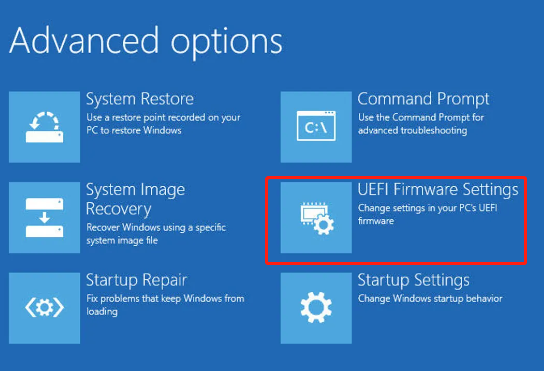 select UEFI Firmware Settings