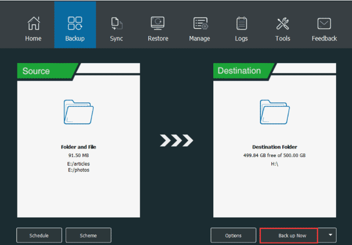 backup using MiniTool ShadowMaker