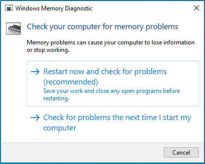 Run Windows Memory Diagnostic