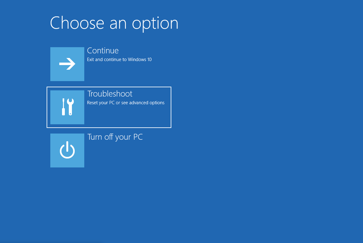 select Troubleshoot