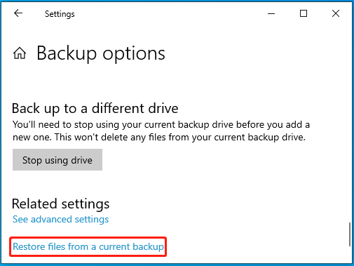 Restore files from a current backup