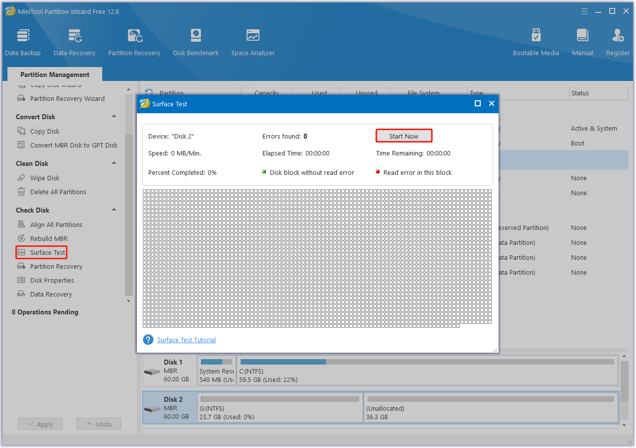 Make a surface test