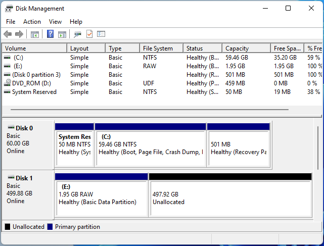 SSD appears as RAW