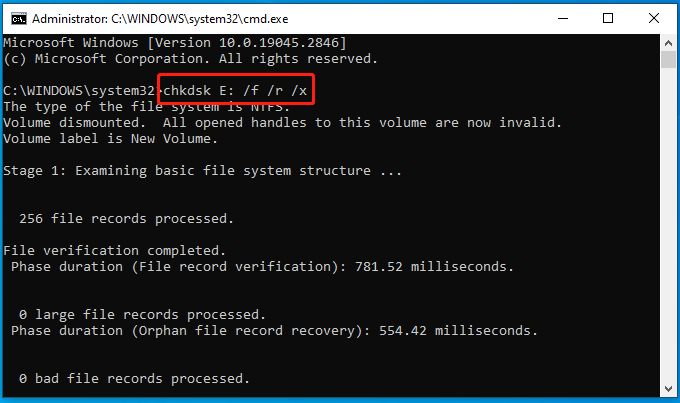 check SSD issues using CHKDSK