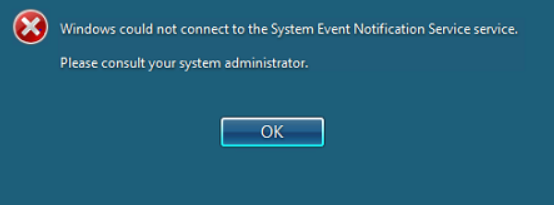System Event Notification Service error type 1