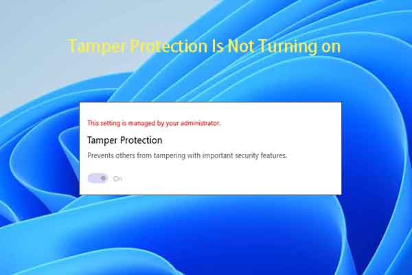 Tamper Protection Is Not Turning on? Fix the Issue with 5 Methods