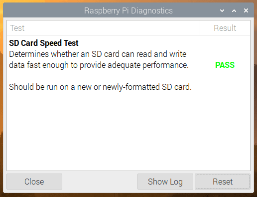 SD card speed test result