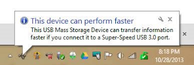 the device can perform faster USB 3.0