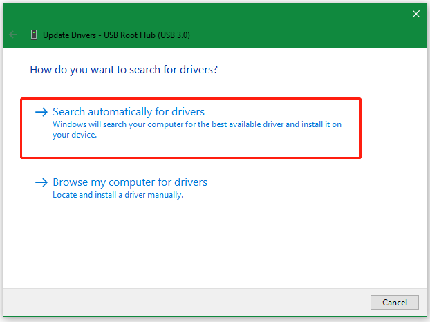 select Search automatically for drivers