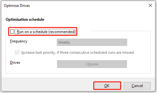 disable disk defragmentation schedule