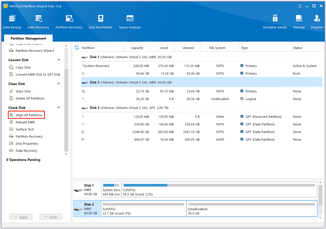 click on Align all Partitions