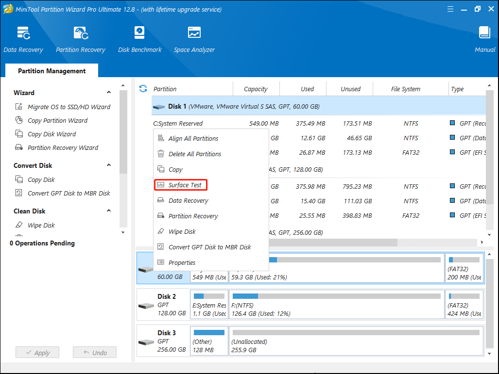 choose Surface Test