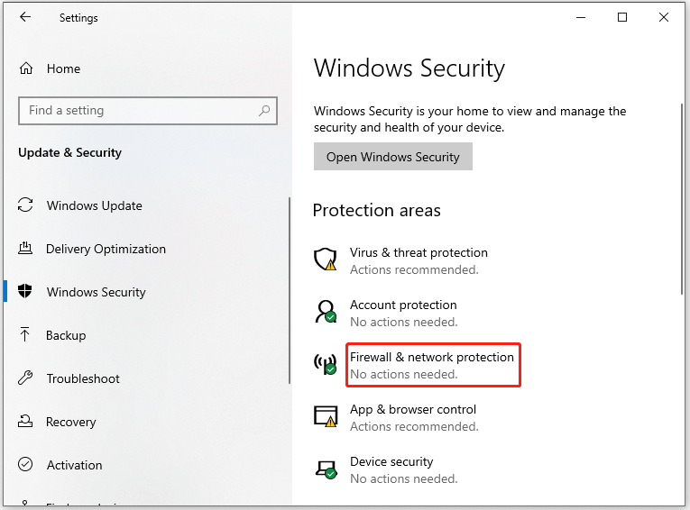 click Firewall network protection