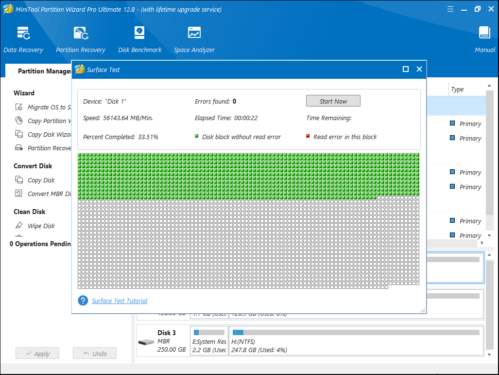 scan disk for bad sectors