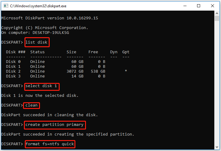 clean and repartition the USB flash drive