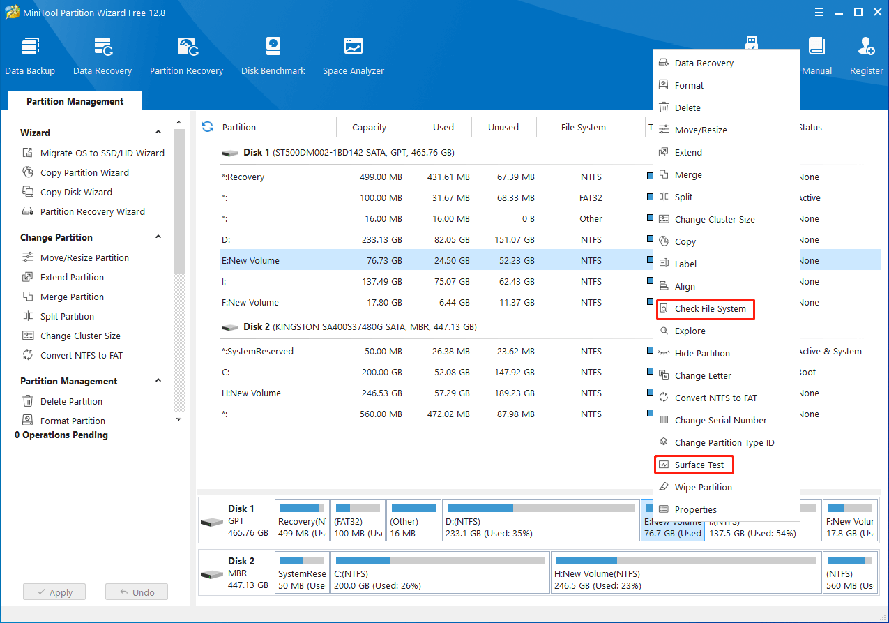 Check hard drive for errors