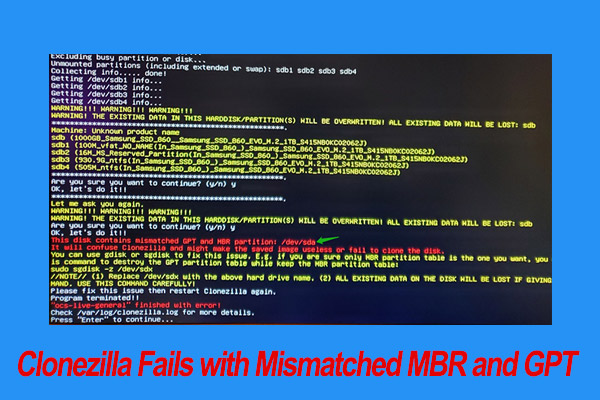 How to Fix It If Clonezilla Fails with Mismatched MBR and GPT