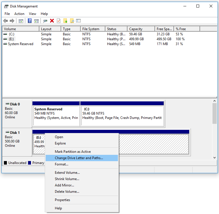 select Change Drive Letter and Paths