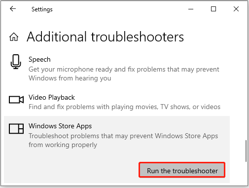 Run the Windows Store Apps troubleshooter