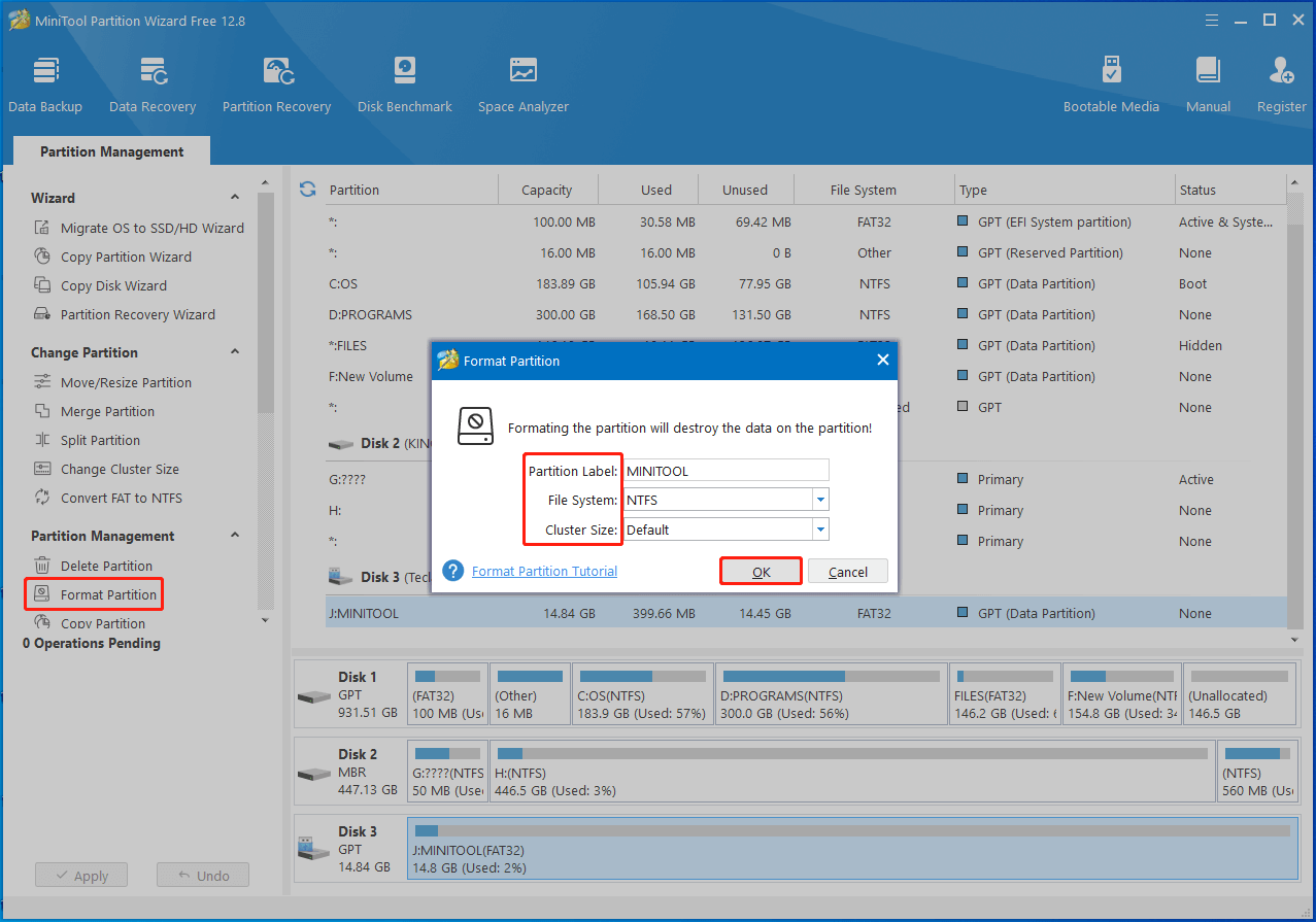 format the USB drive