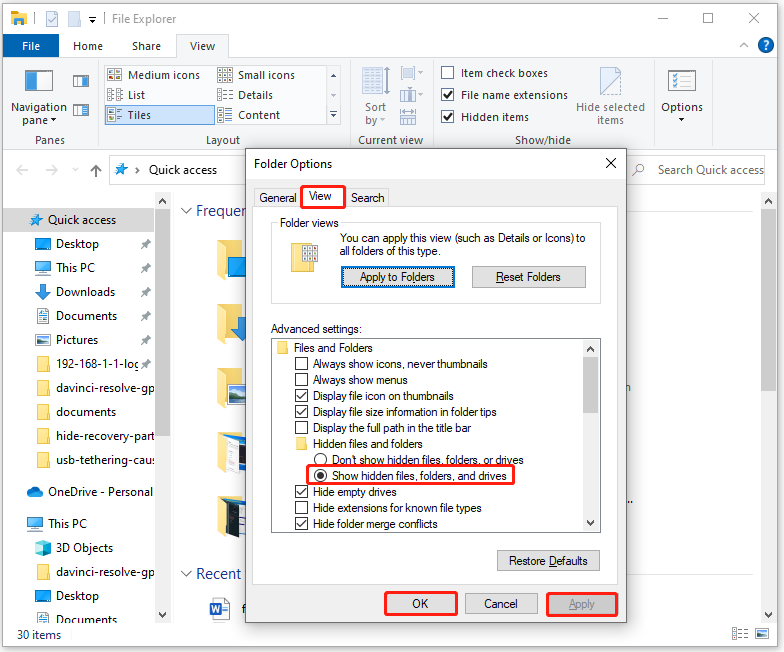 show hidden files folders and drives