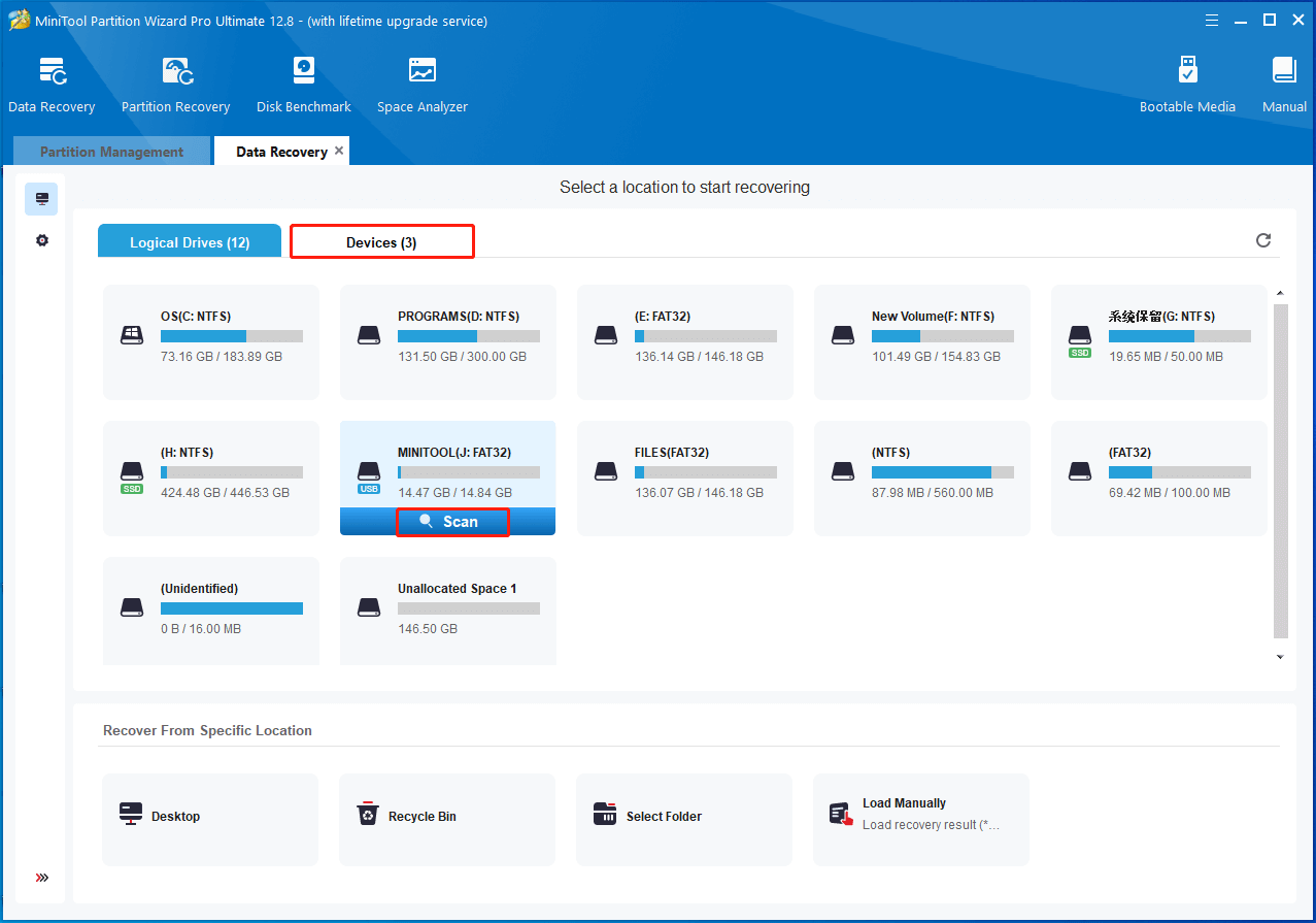 scan the USB drive