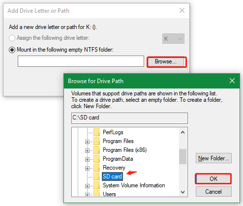 browse for drive path