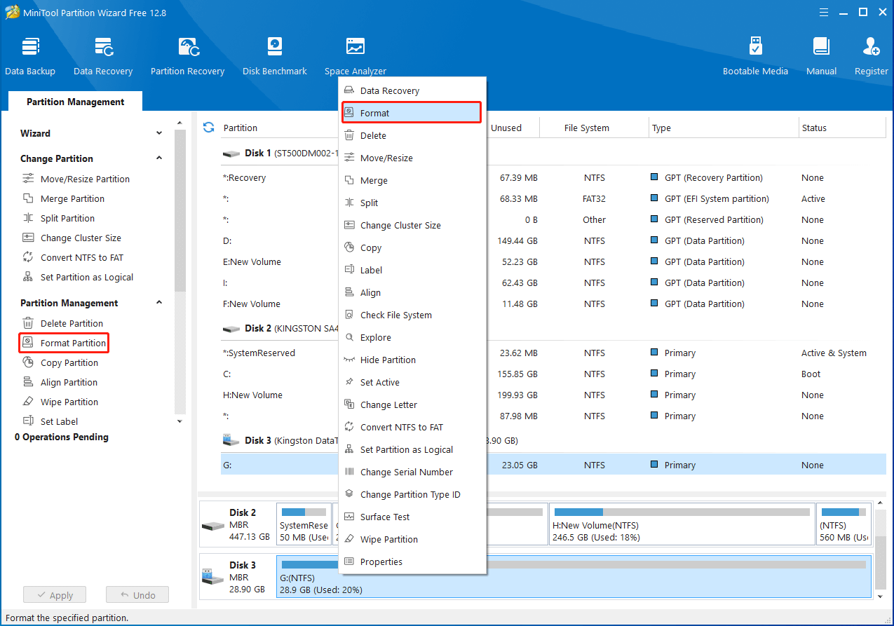 Select Format Partition