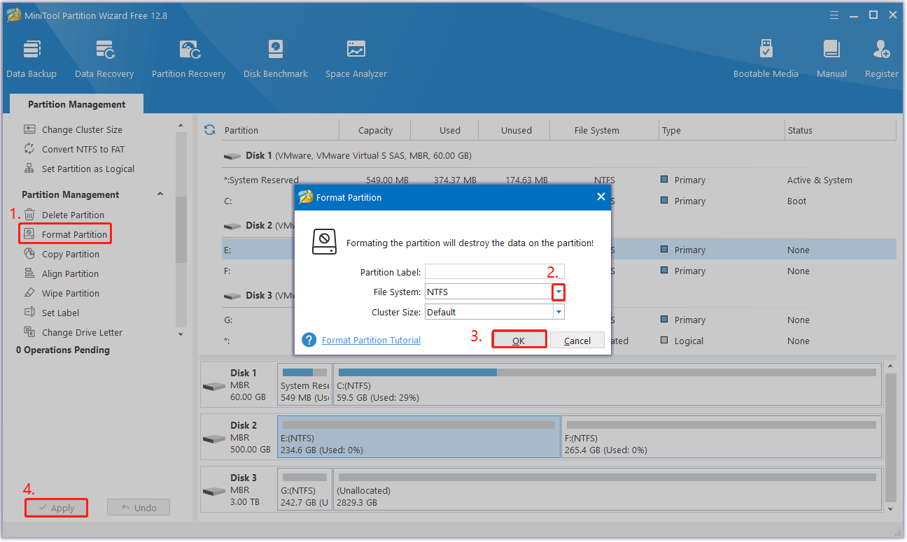 format the SD card partition to NTFS/FAT32