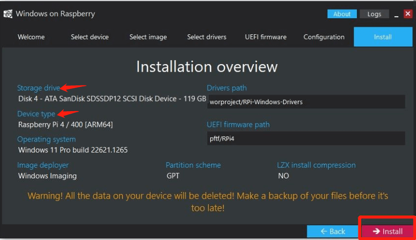 install Tiny11 for Arm64 using WoR