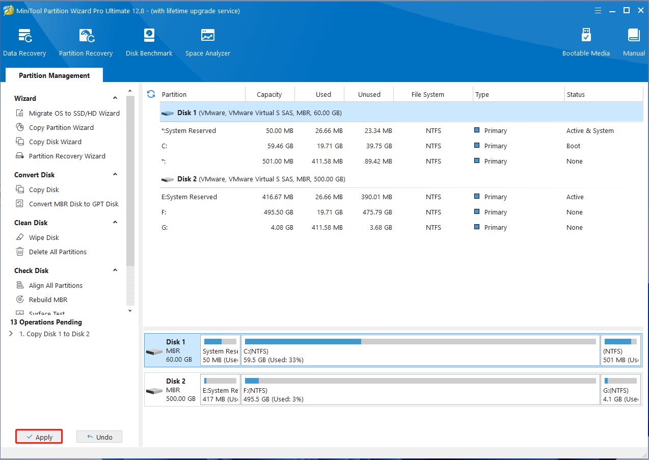 clone hard disk using MiniTool