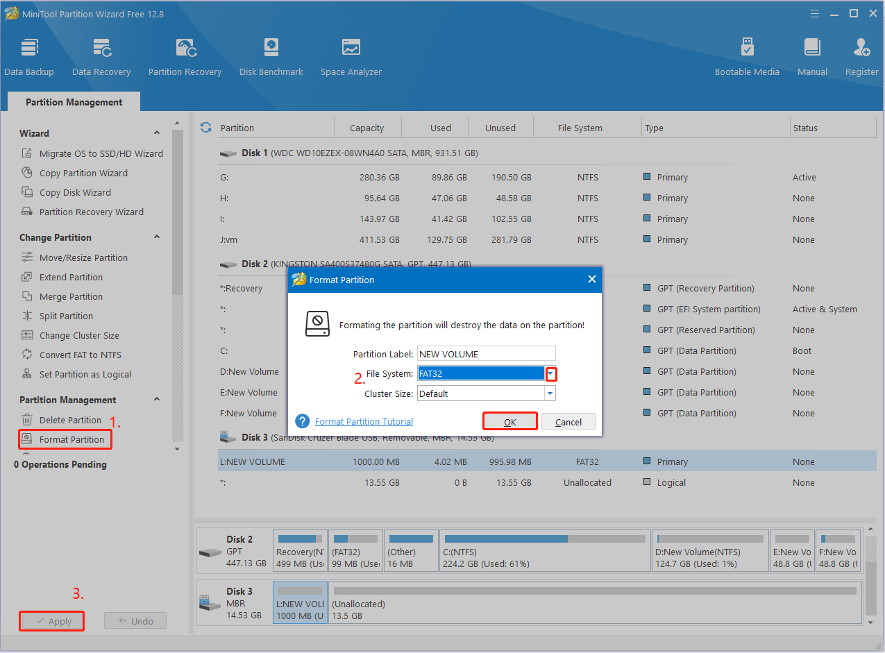 format USB using MiniTool