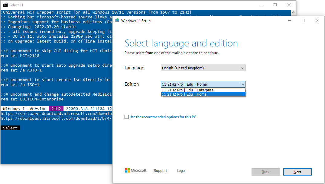 download Windows 11 using MCT bat