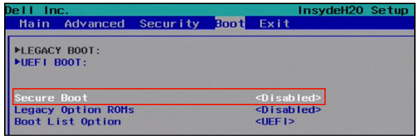 disable Secure Boot