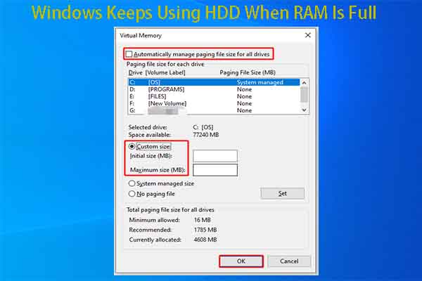 Windows Keeps Using HDD When RAM Is Full [Fix Guide]