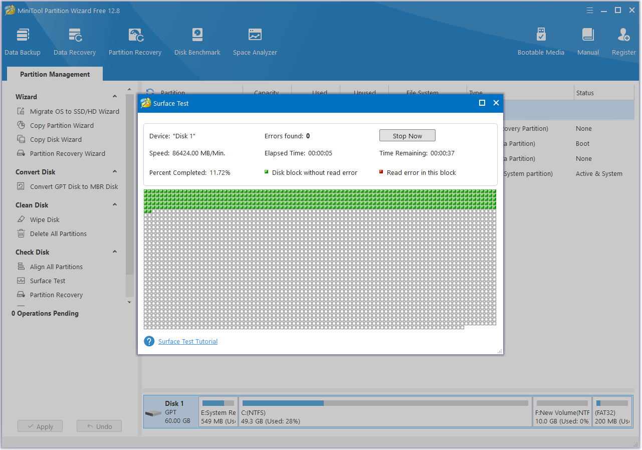 scan disk for bad sectors