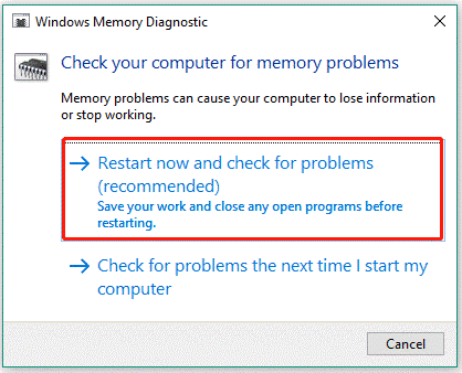 use Windows Memory Diagnostics