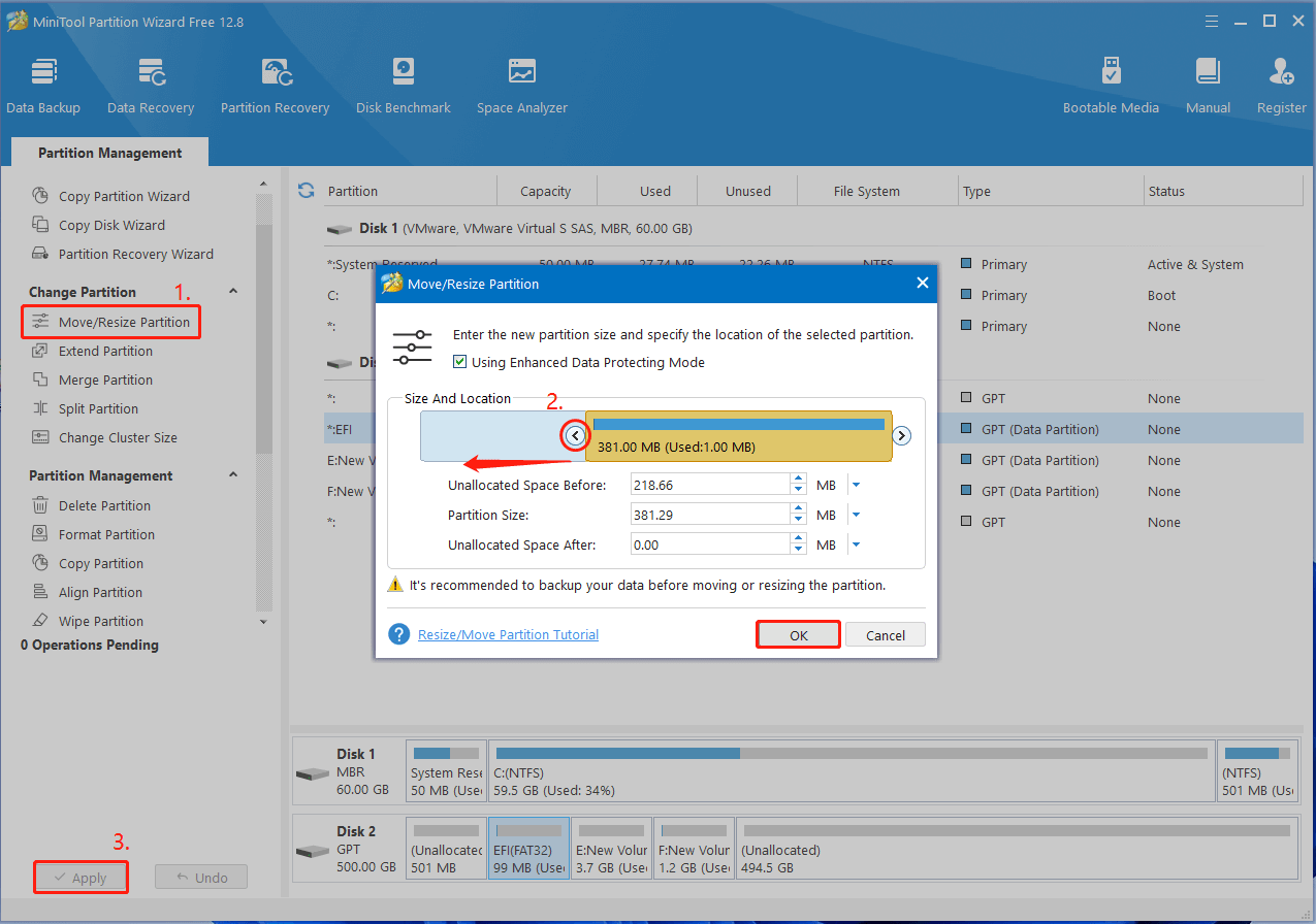 merge partition using MiniTool