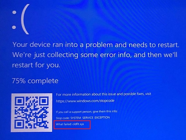 cldflt.sys blue screen error