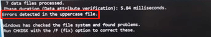 errors detected in the uppercase file