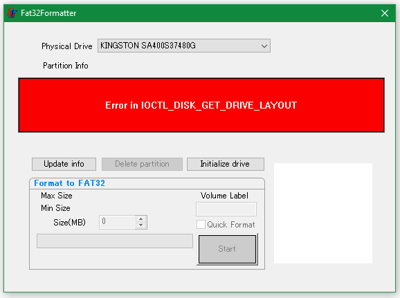 FAT32Formatter error