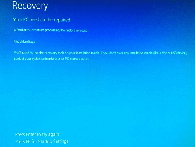 hiberfil.sys BSOD error