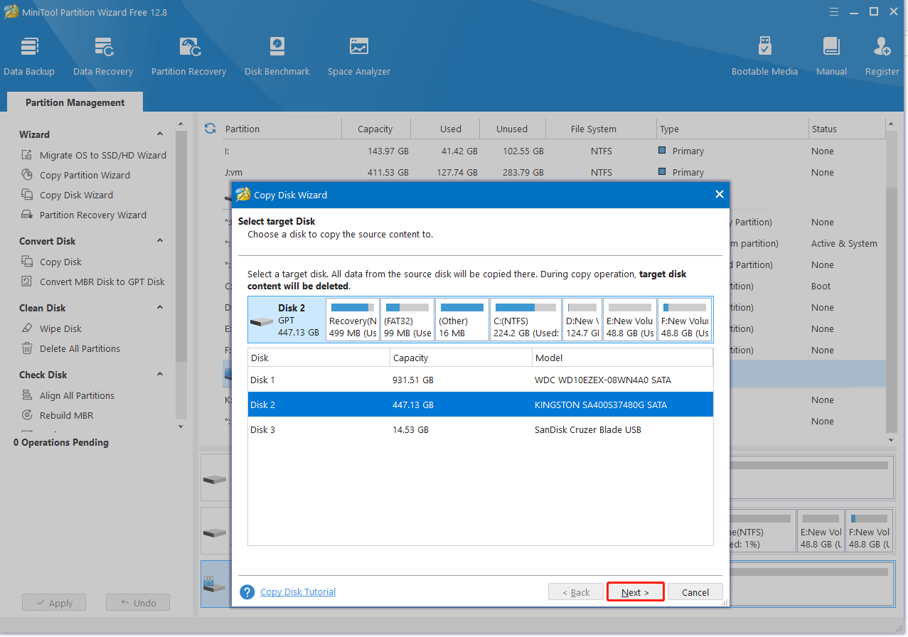 select Target disk