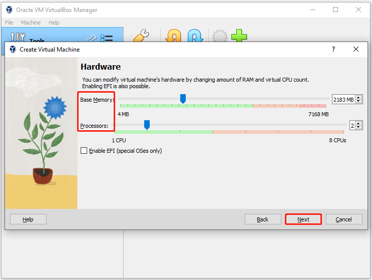 configure memory and processor