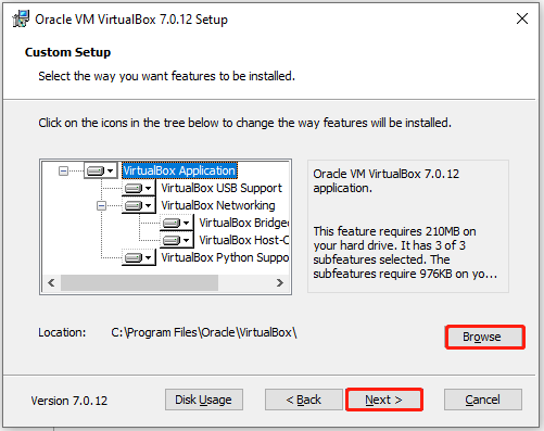 configure directory for VirtualBox